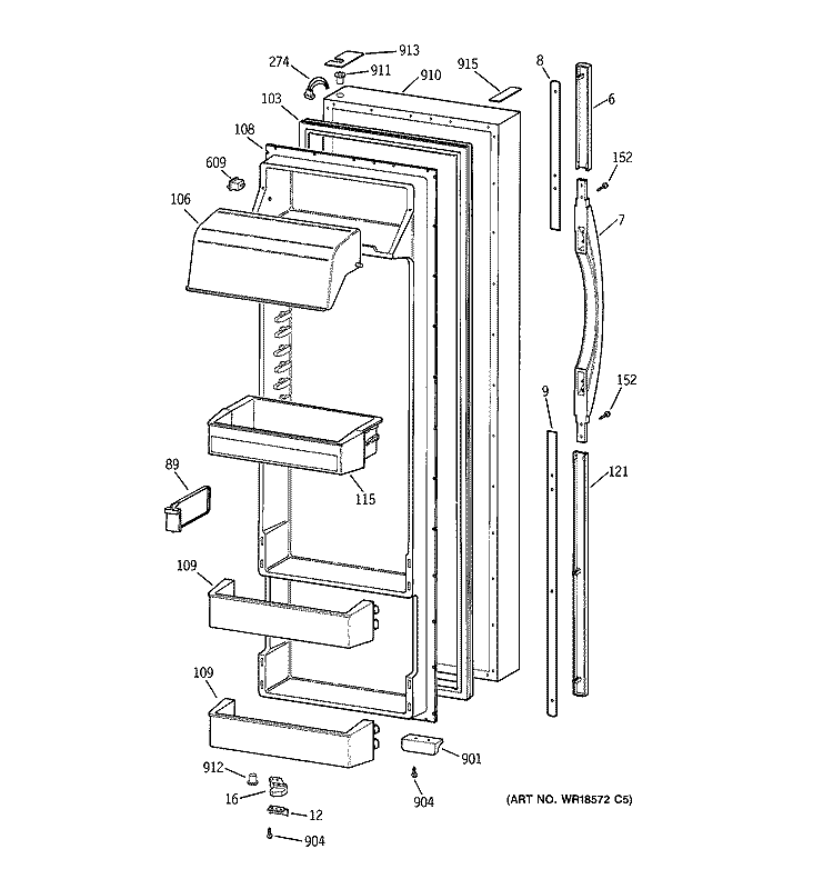 FRESH FOOD DOOR Diagram and Parts List for CSK28DRBAAA  Hotpoint Refrigerator