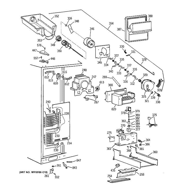 FREEZER SECTION Diagram and Parts List for CSK28DRBAAA  Hotpoint Refrigerator
