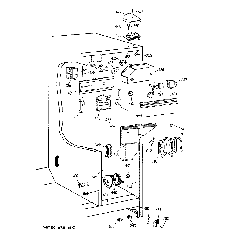 FRESH FOOD SECTION Diagram and Parts List for MRSC20KWBAWH  General Electric Refrigerator
