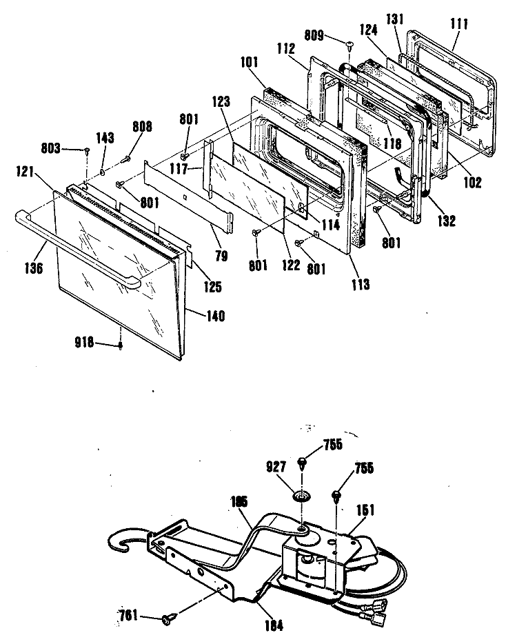 Section Diagram and Parts List for ZEK757WP5WG  General Electric Wall Oven