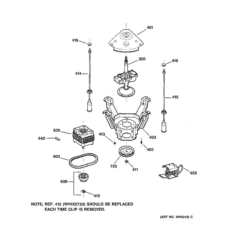 SUSPENSION, PUMP & DRIVE COMPONENTS Diagram and Parts List for WKSR2100TBWW  General Electric Washer