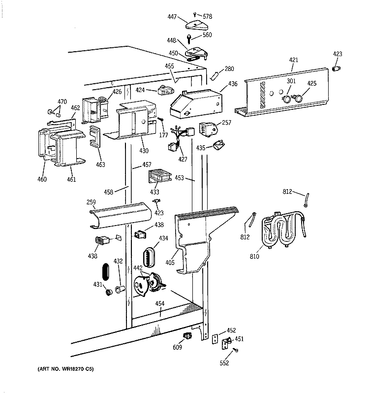 FRESH FOOD SECTION Diagram and Parts List for TFG25PRAAWW  General Electric Refrigerator