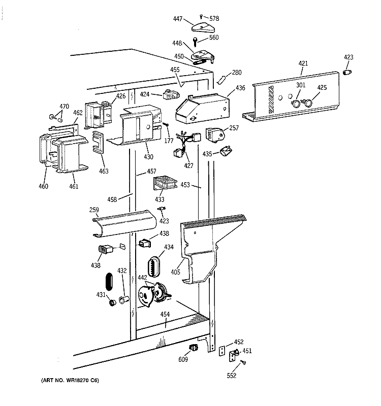 FRESH FOOD SECTION Diagram and Parts List for TFG25PAAAWW  General Electric Refrigerator