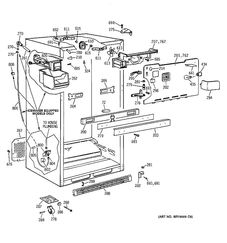CABINET Diagram and Parts List for TBX19VABLRAA  General Electric Refrigerator