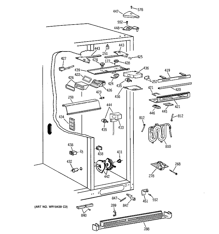 FRESH FOOD SECTION Diagram and Parts List for TPG24PFCBWW  General Electric Refrigerator