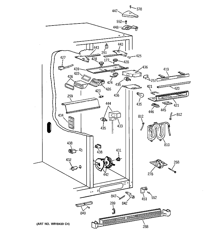 FRESH FOOD SECTION Diagram and Parts List for TFG28PRCBWW  General Electric Refrigerator