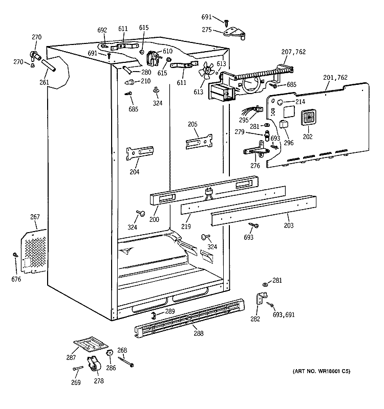 CABINET Diagram and Parts List for CTX18BABLRAA  Hotpoint Refrigerator