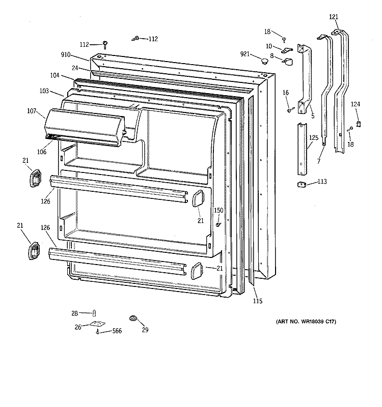 FRESH FOOD DOOR Diagram and Parts List for CTX18BABKRWW  Hotpoint Refrigerator