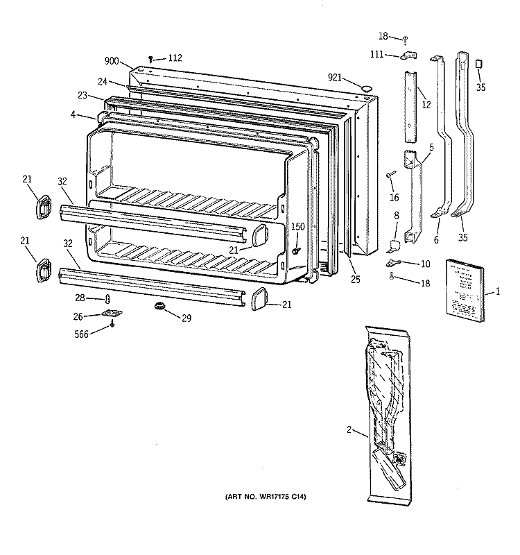 FREEZER DOOR Diagram and Parts List for CTX18DABKRAA  Hotpoint Refrigerator
