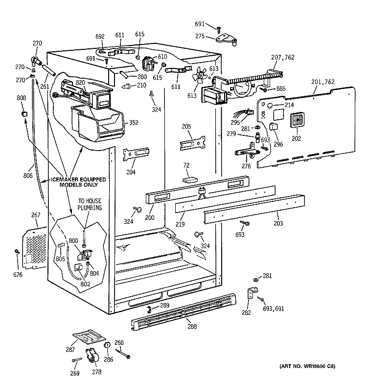 CABINET Diagram and Parts List for CTX18DABKRAA  Hotpoint Refrigerator