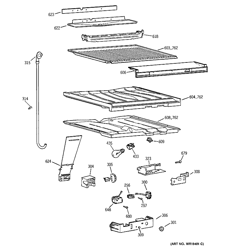 COMPARTMENT SEPARATOR PARTS Diagram and Parts List for CTX18DABKRAA  Hotpoint Refrigerator