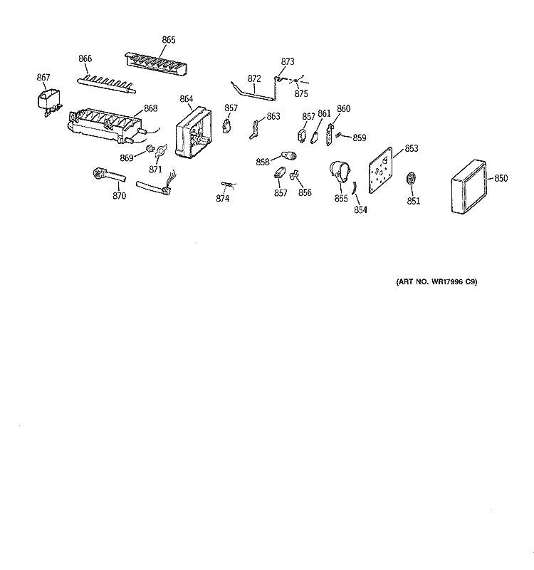 ICEMAKER WR30X0327 Diagram and Parts List for CTX18DABKRAA  Hotpoint Refrigerator