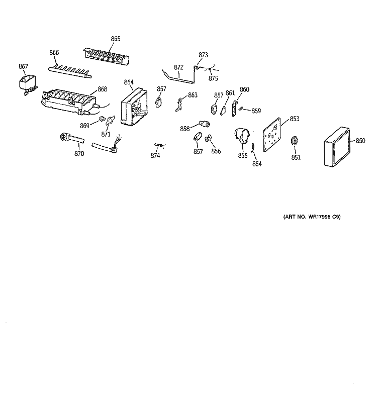 ICEMAKER WR30X0327 Diagram and Parts List for TBX18CIBHRAA  General Electric Refrigerator