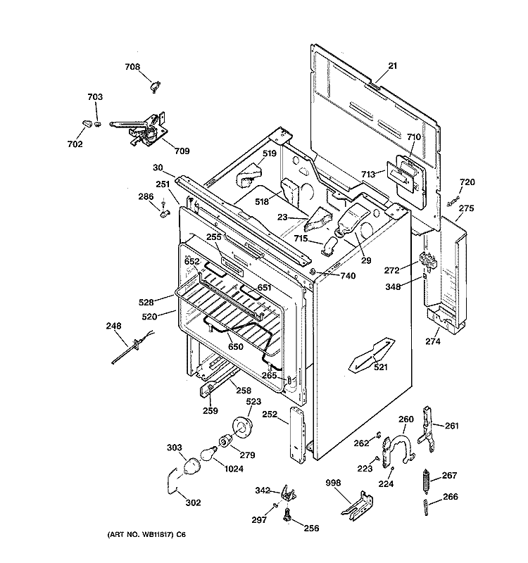BODY PARTS Diagram and Parts List for JBP66DY5AD  General Electric Range