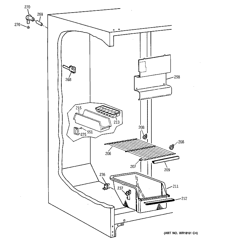FREEZER SECTION Diagram and Parts List for TFX20SABBAA  General Electric Refrigerator