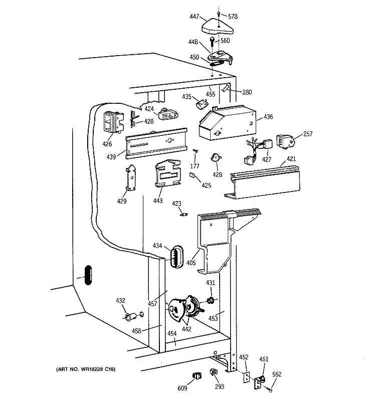 FRESH FOOD SECTION Diagram and Parts List for TFX20SABBAA  General Electric Refrigerator