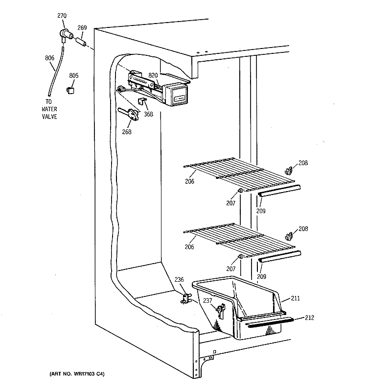 FREEZER SECTION Diagram and Parts List for TFX22JRBBWW  General Electric Refrigerator