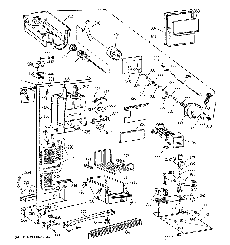 FREEZER SECTION Diagram and Parts List for TFX22PPBBBB  General Electric Refrigerator