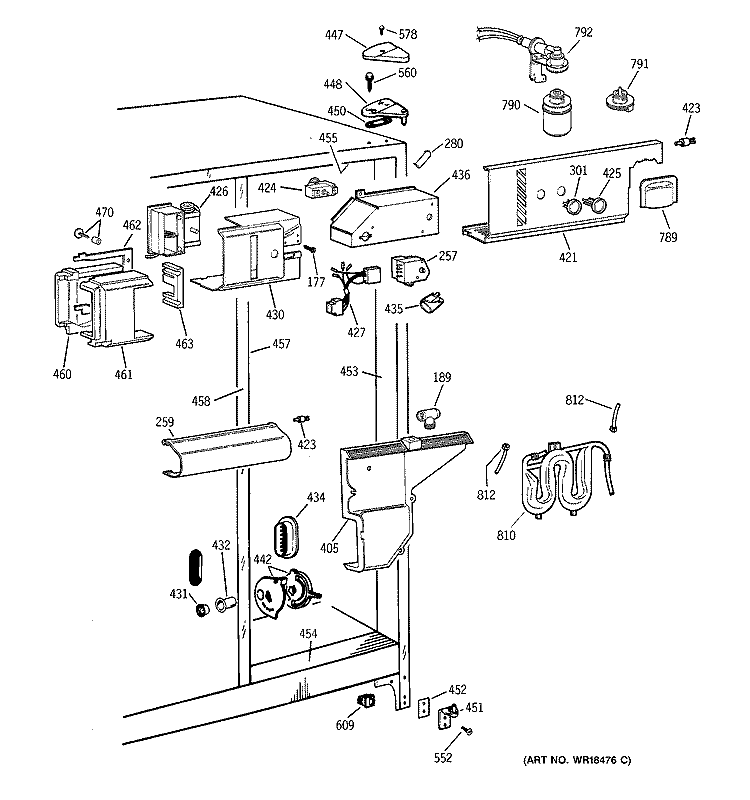 FRESH FOOD SECTION Diagram and Parts List for TFX22PPBBBB  General Electric Refrigerator
