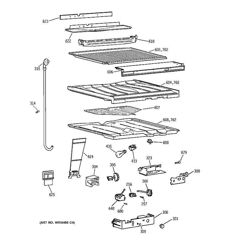 COMPARTMENT SEPARATOR PARTS Diagram and Parts List for TBT18JABNRWW  General Electric Refrigerator