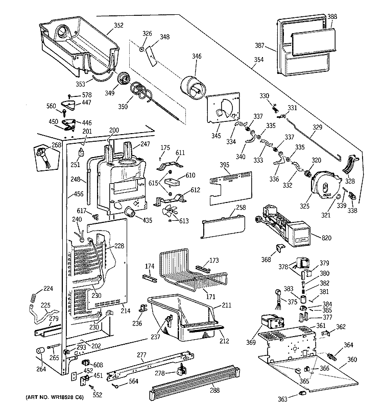FREEZER SECTION Diagram and Parts List for TFX22PRBBWW  General Electric Refrigerator