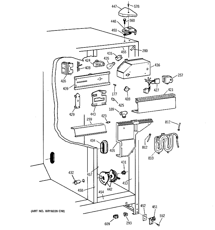 FRESH FOOD SECTION Diagram and Parts List for TFX22PRBBWW  General Electric Refrigerator