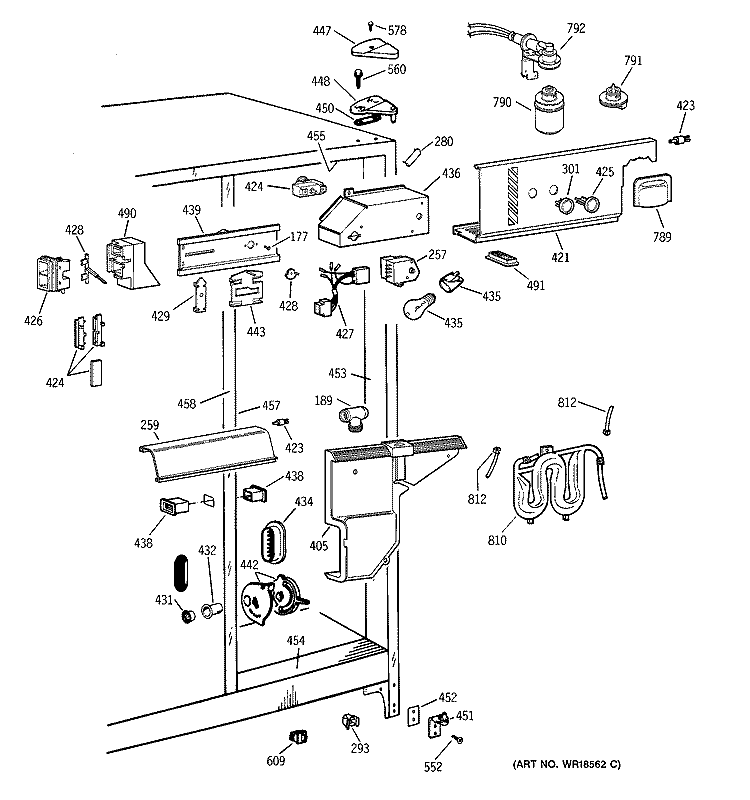 FRESH FOOD SECTION Diagram and Parts List for TFX25ZPBBBB  General Electric Refrigerator