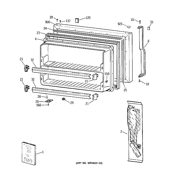 FREEZER DOOR Diagram and Parts List for TBG24JABPRWW  General Electric Refrigerator