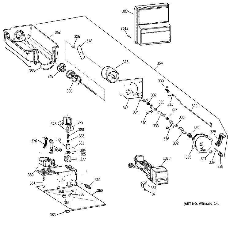 DISPENSER Diagram and Parts List for ZISS48DAASS  General Electric Refrigerator