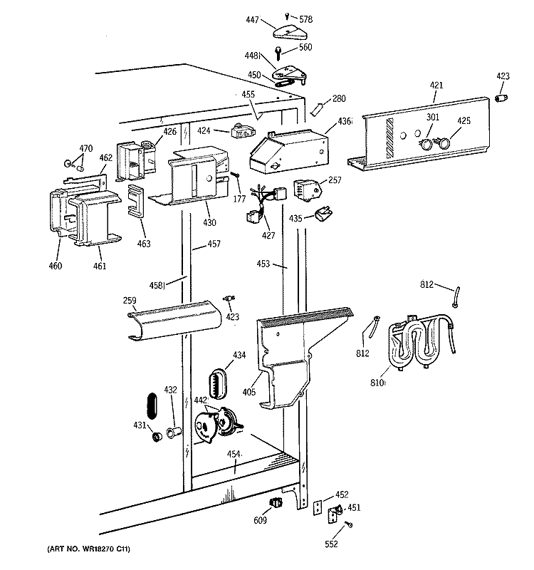 FRESH FOOD SECTION Diagram and Parts List for TFG22PRBBWW  General Electric Refrigerator