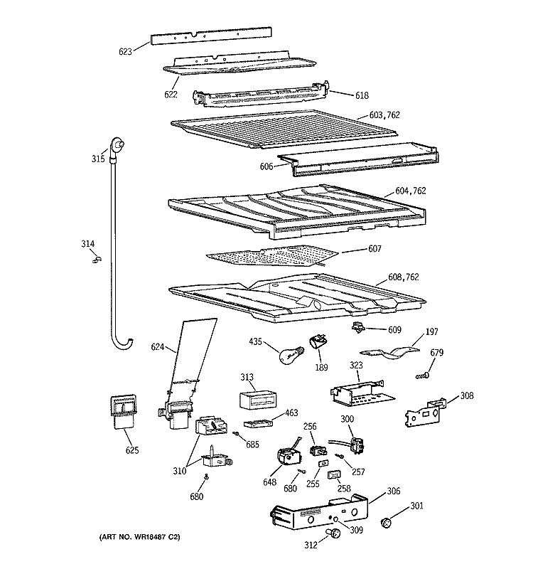 COMPARTMENT SEPARATOR Diagram and Parts List for CTG18GABGRWW  Hotpoint Refrigerator
