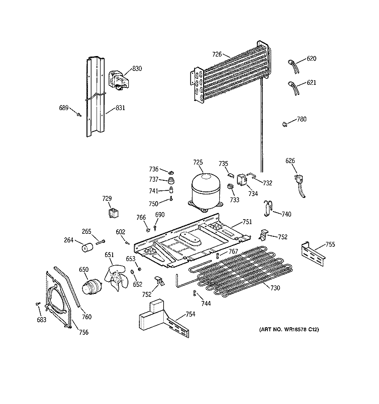 UNIT PARTS Diagram and Parts List for CTG21GABPRWW  Hotpoint Refrigerator