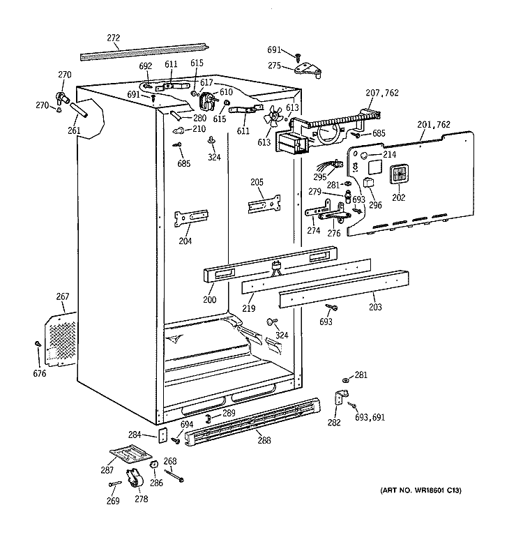 CABINET Diagram and Parts List for CTG24GABPRWW  Hotpoint Refrigerator