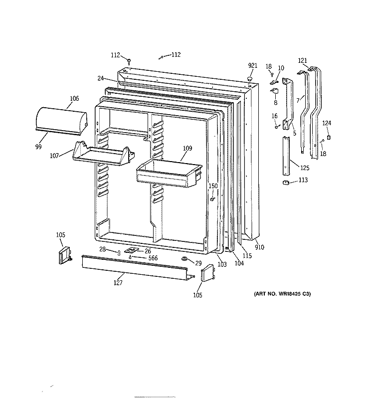 FRESH FOOD DOOR Diagram and Parts List for CTG25GABPRWW  Hotpoint Refrigerator