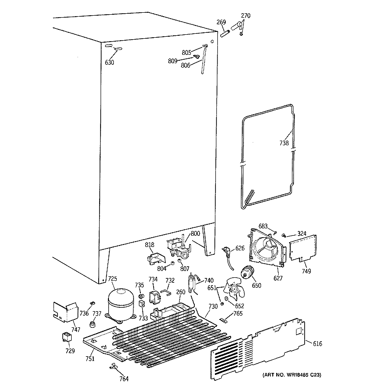 UNIT PARTS Diagram and Parts List for CSX25GRBBWW  Hotpoint Refrigerator