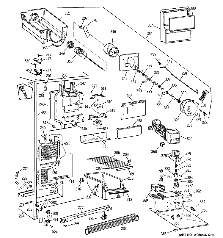 FREEZER SECTION Diagram and Parts List for CSX25DPBBWW  Hotpoint Refrigerator