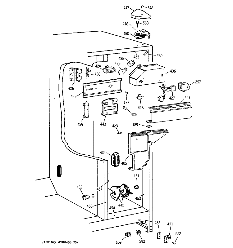 FRESH FOOD SECTION Diagram and Parts List for MSX20BABBWH  General Electric Refrigerator