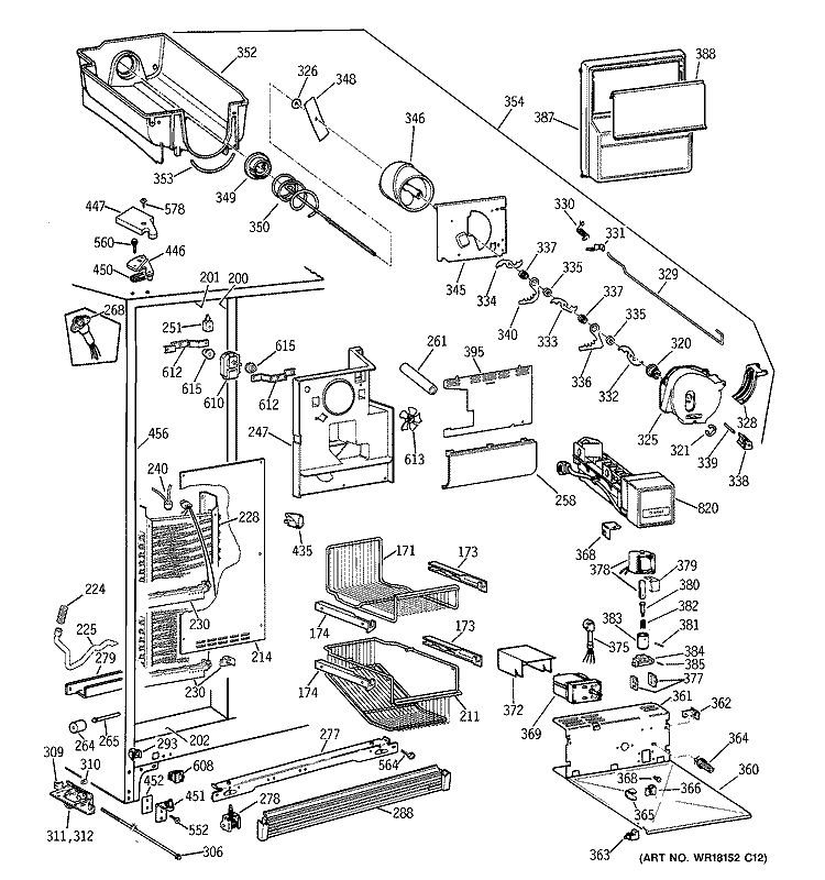 FREEZER SECTION Diagram and Parts List for TPX21PRBBAA  General Electric Refrigerator
