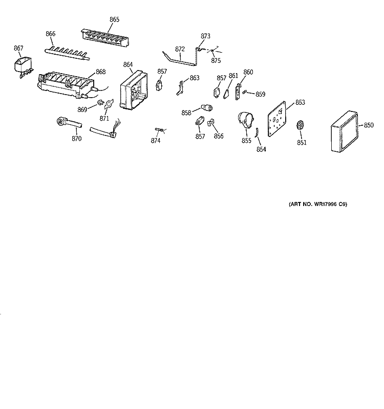 ICEMAKER WR30X0327 Diagram and Parts List for TPX21PRBBAA  General Electric Refrigerator