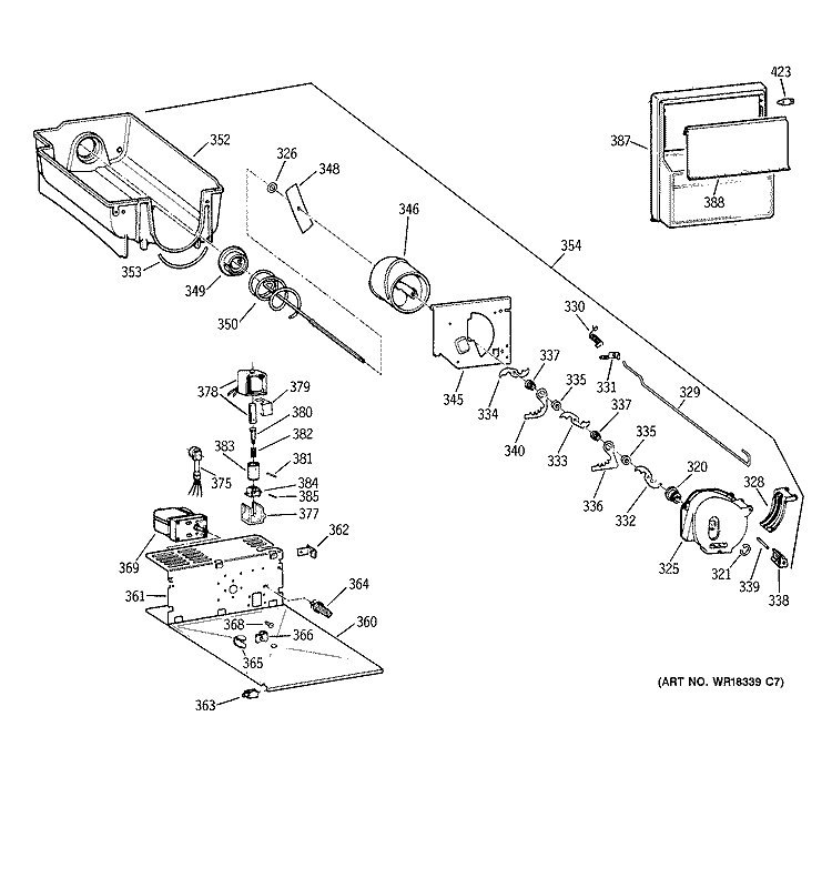 ICE BUCKET Diagram and Parts List for TFX22GRBBWW  General Electric Refrigerator