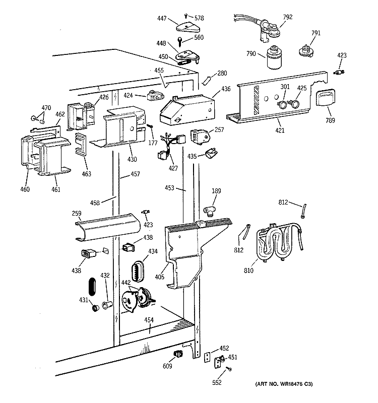 FRESH FOOD SECTION Diagram and Parts List for ZFSB27DAASS  General Electric Refrigerator