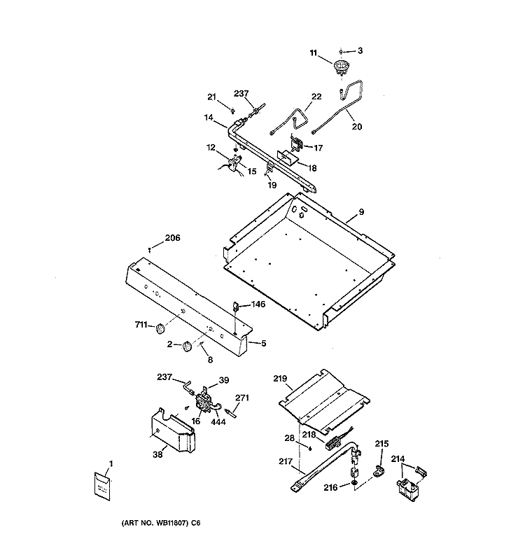 BURNER PARTS Diagram and Parts List for JGBS21PEA3WH  General Electric Range
