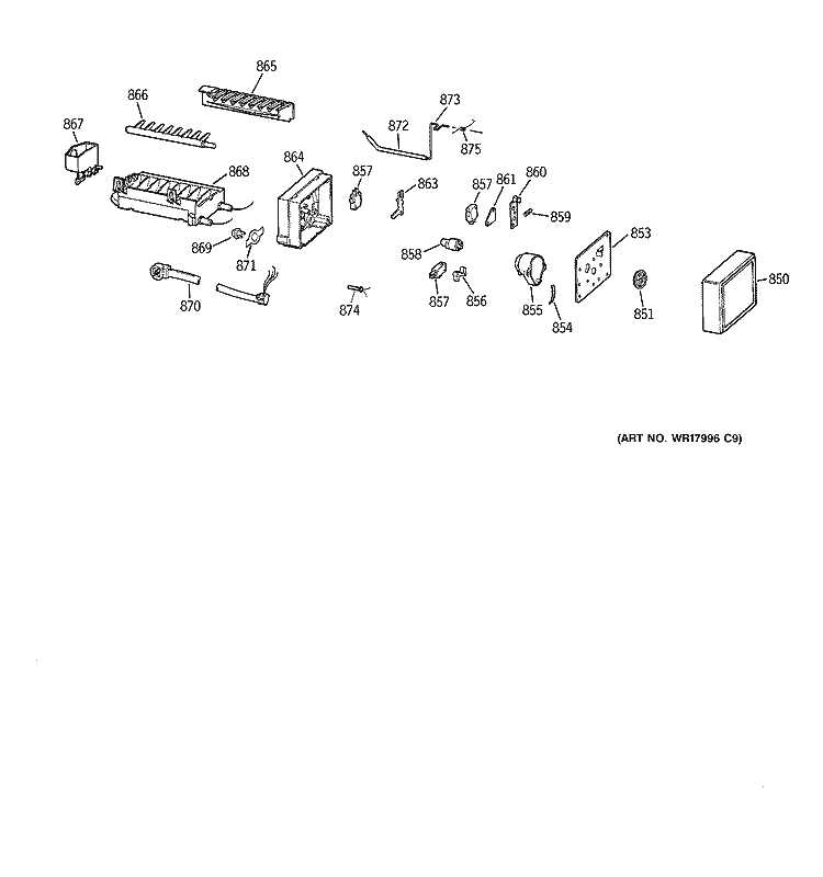 ICEMAKER WR30X0327 Diagram and Parts List for TRX22PPBABS  General Electric Refrigerator