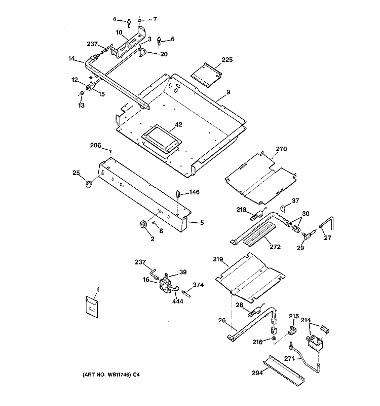 GAS & BURNER PARTS Diagram and Parts List for RGB745BEA2WH  Hotpoint Range