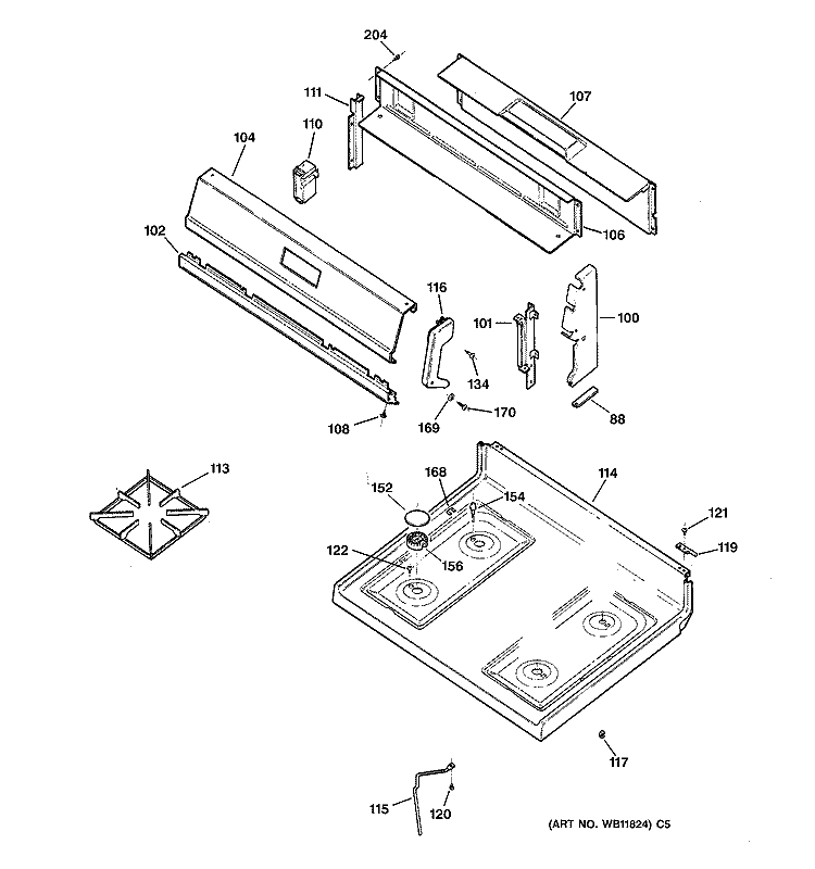 COOKTOP Diagram and Parts List for RGB530BEA2WH  Hotpoint Range