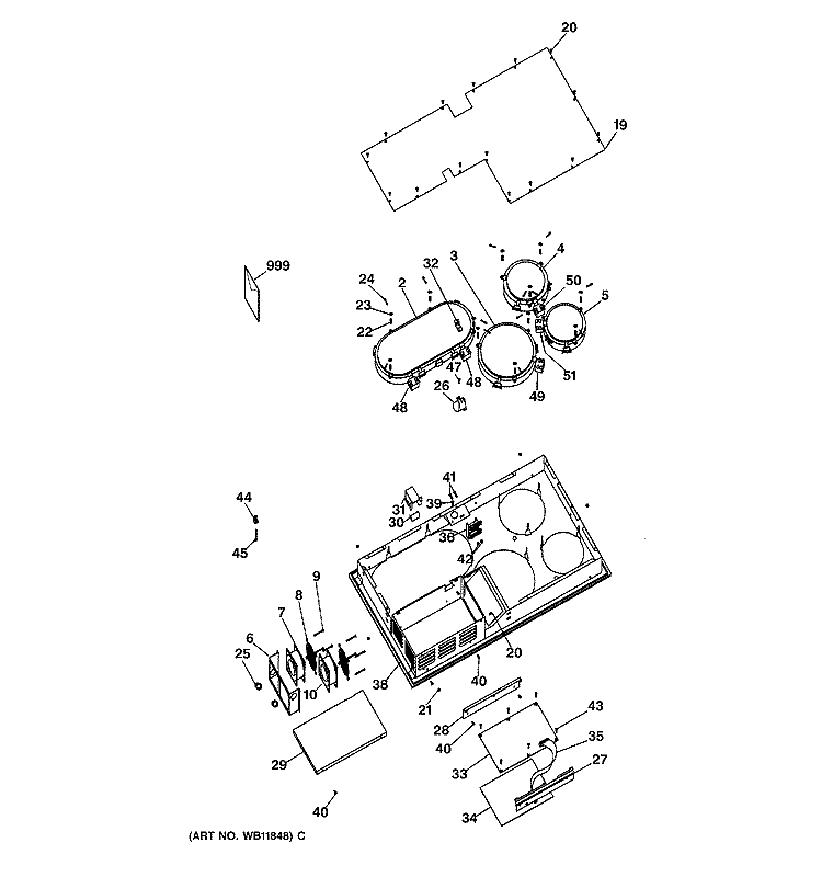 Section Diagram and Parts List for ZEU365ABG  General Electric Cooktop
