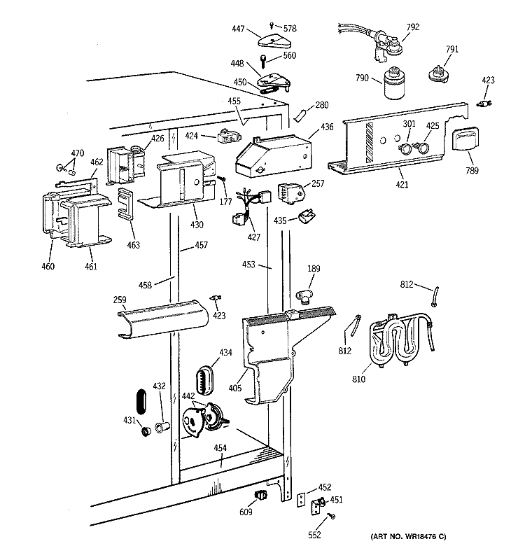 FRESH FOOD SECTION Diagram and Parts List for TRX22PPBBBS  General Electric Refrigerator