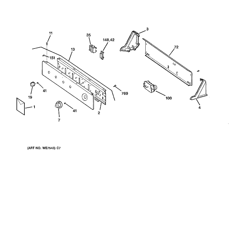 CONTROL ASSEMBLY Diagram and Parts List for DCLR333EV0WW  General Electric Dryer
