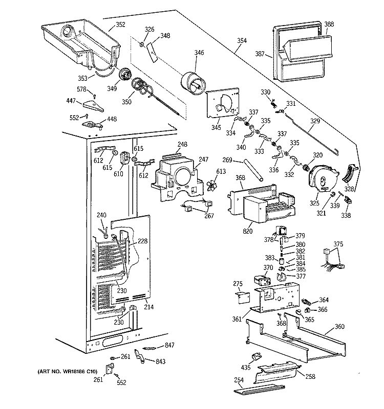 FREEZER SECTION Diagram and Parts List for TPG24BFBBBB  General Electric Refrigerator