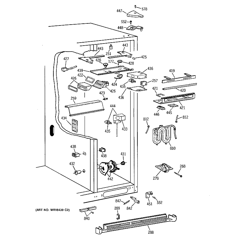 FRESH FOOD SECTION Diagram and Parts List for TPG24BFBBBB  General Electric Refrigerator